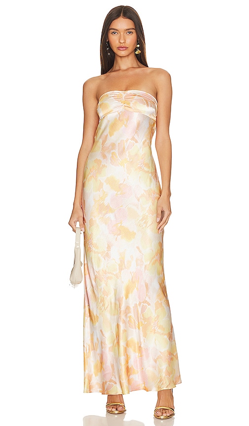 Shop Bec & Bridge Indi Strapless Maxi In Peach