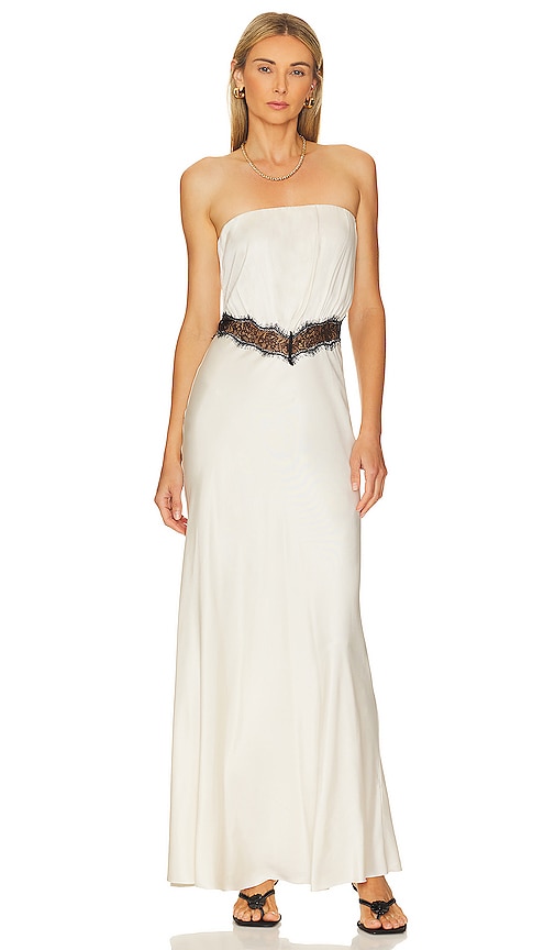 Bec + Bridge Spencer Lace Strapless Maxi in Ivory & Black