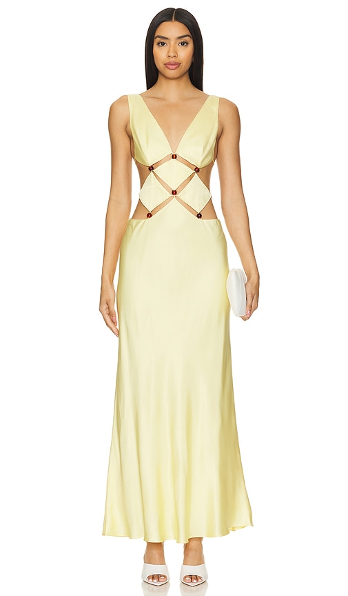 Bec + Bridge Agathe Diamond Dress in Butter Yellow