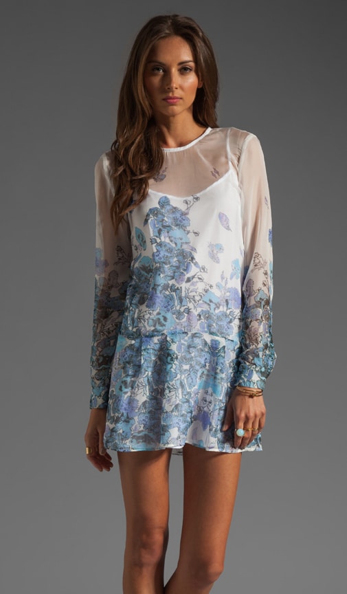 Falling Poppies Long Sleeve Tunic Dress