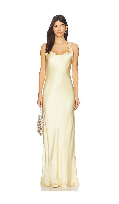 white dress shirt navy pants brown shoes Dreamer Maxi Dress in Ice Yellow main image 0