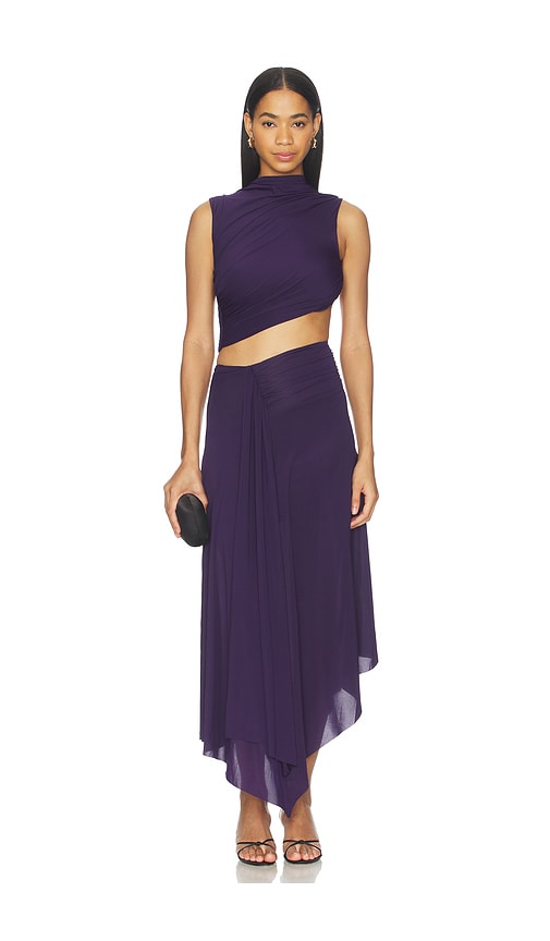bec and bridge lila cut out dress + Leilah Drape Midi in Deep Violet Size:USA 2 (XXS)/34 in.(86 cm)Garment Chest Oleg Cassini Fall 2018 lc_fp Purple Contributing to a cleaner