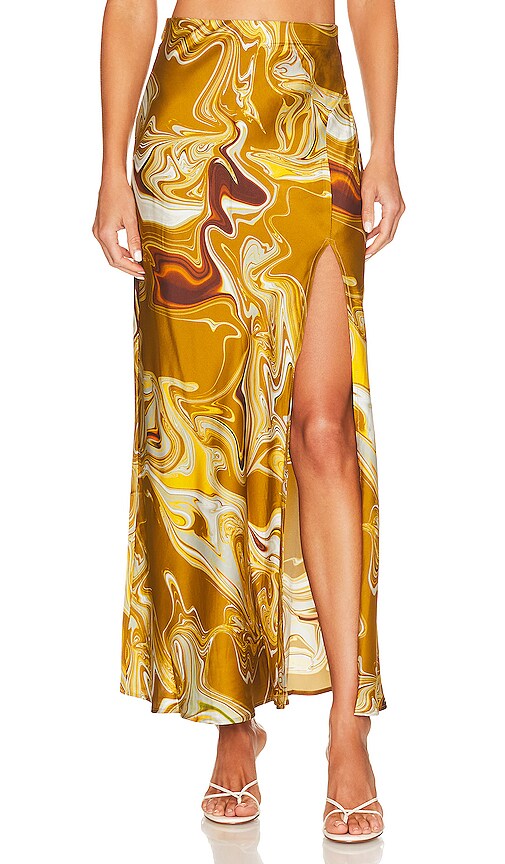 Gold Marble Maxi Skirt BEC&BRIDGE $320 NEW