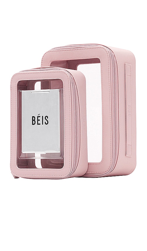 Shop Beis The Inflight Cosmetic Case Set In Atlas Pink