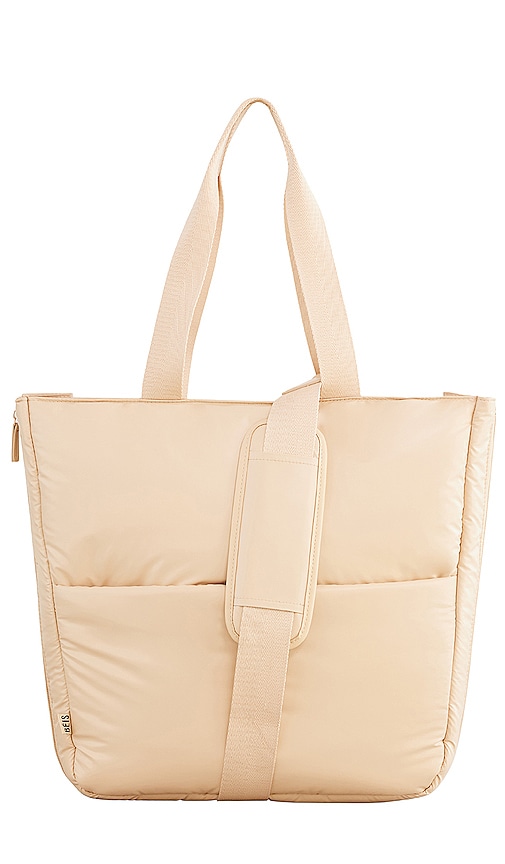 Travel Far Puffer Tote In Beige • Impressions Online Boutique