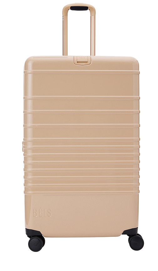 Shop Beis The Glossy Large Check-in Roller In Beige