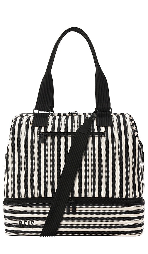 Shop Beis The Summer Stripe Mini Weekend Bag In 黑色