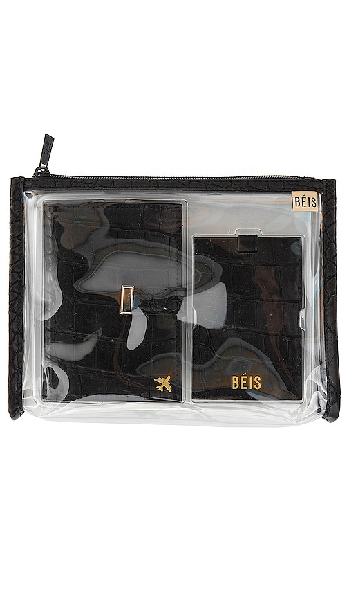 BEIS Passport and Luggage Tag Set in Black Croc