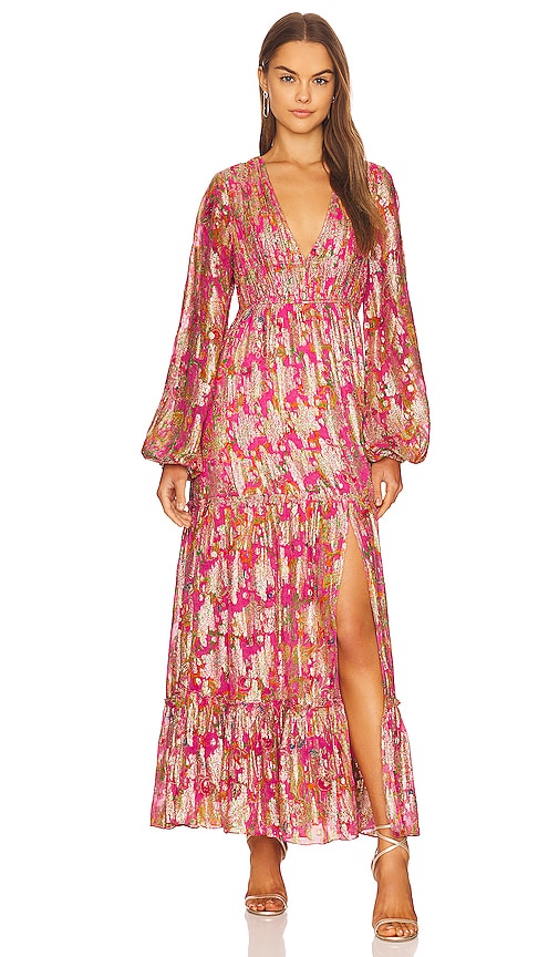 HEMANT AND NANDITA Long Dress in Fuchsia Pink | REVOLVE