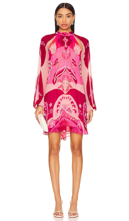 Shop Hemant & Nandita X Revolve Malak Mini Dress In Pink & Peach