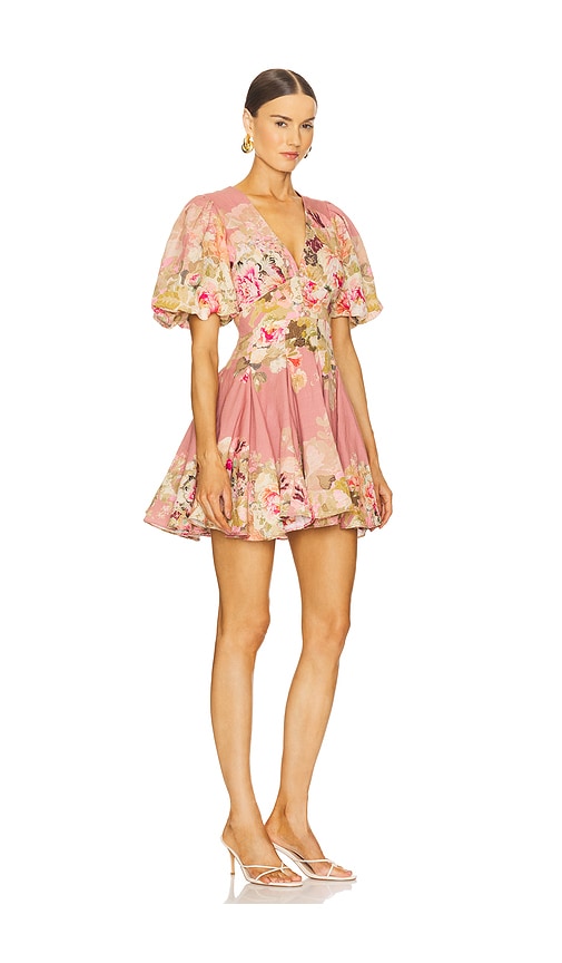 Hemant & Nandita Sama Short Dress In 桃红花卉