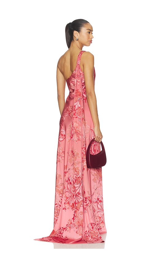 HEMANT AND NANDITA One Shoulder Sash Dress in Coral