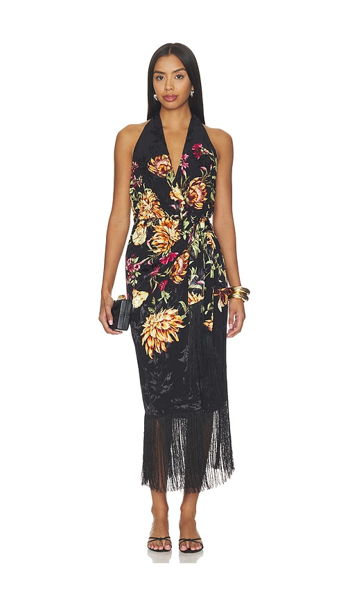 HEMANT AND NANDITA Front Draped Midi Dress in Black. - size L (also in M, S, XS, XXS)