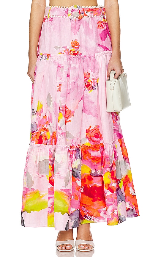Shop Hemant & Nandita Belted Maxi Skirt In Pink