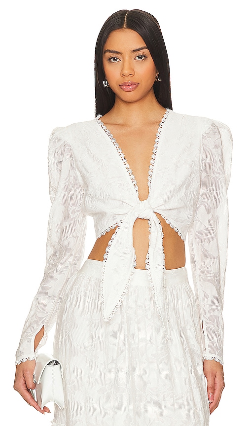 HEMANT AND NANDITA Ilara Tie Front Crop Top in White