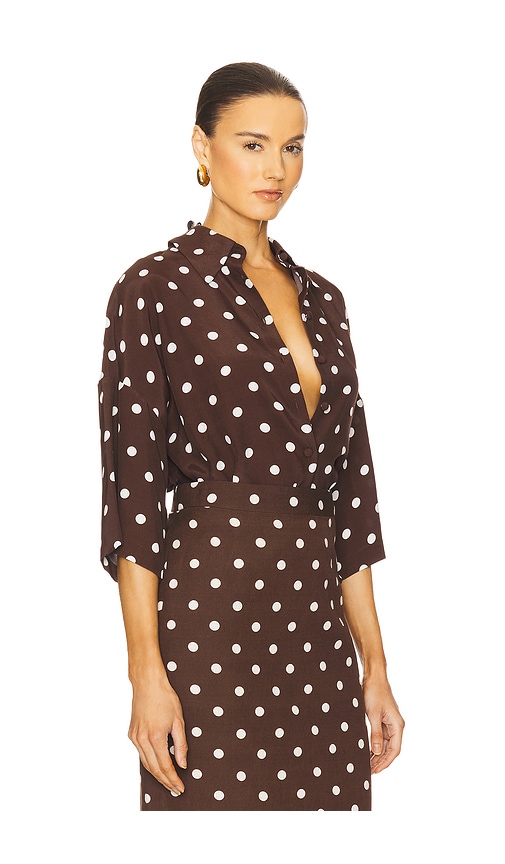Hemant & Nandita Oversized Polka Dot Shirt In 棕色 & 白色