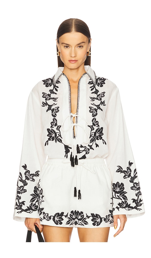 Hemant & Nandita Drop Shoulder Collared Tunic In Multi