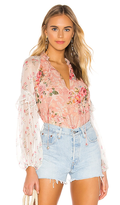 Blush Georgette Cross Stitch Crinkle Chiffon Blouse