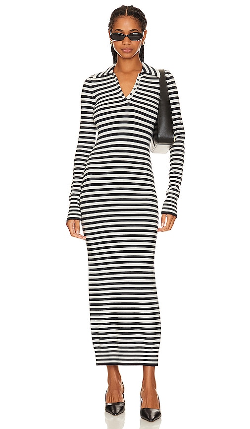Beverly Hills X Revolve Beverly Hills Striped Polo Dress In Black