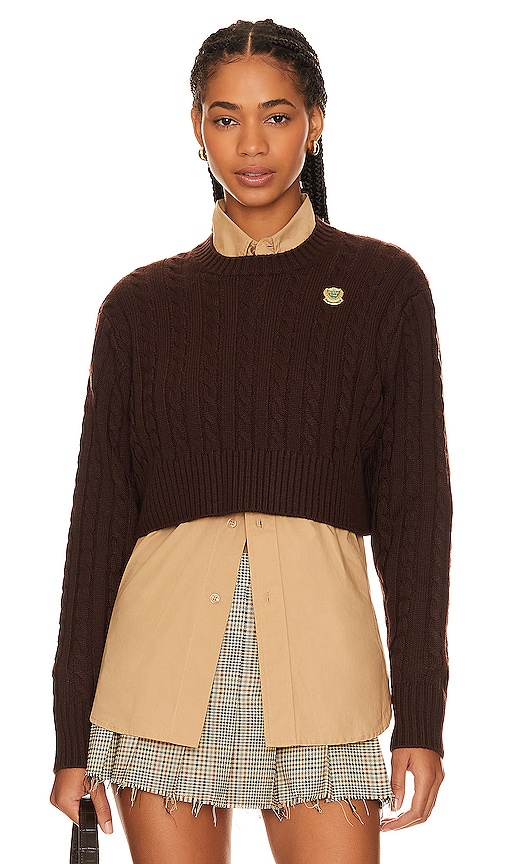 Beverly Hills X Revolve Beverly Hills Cropped Cable Crew In Brown
