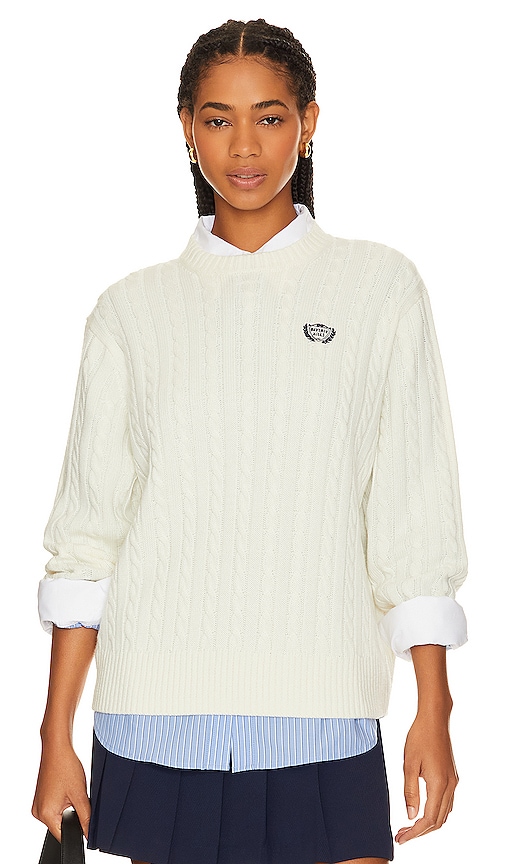 Beverly Hills X Revolve Beverly Hills Cable Crew Neck Sweater In Ivory