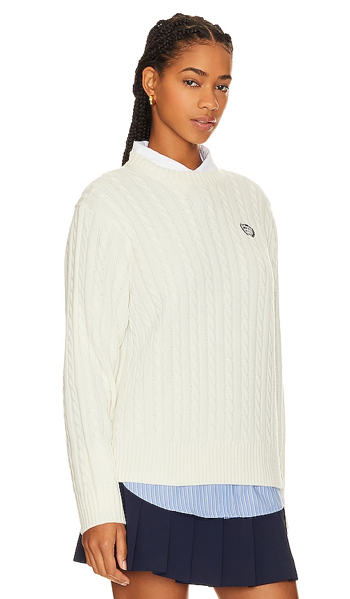 Shop Beverly Hills X Revolve Cable Crew Neck Sweater In Ivory