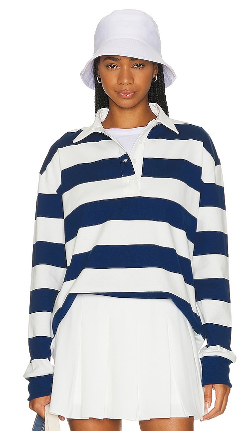 Beverly Hills X Revolve Beverly Hills Oversized Long Sleeve Rugby Tee In Navy