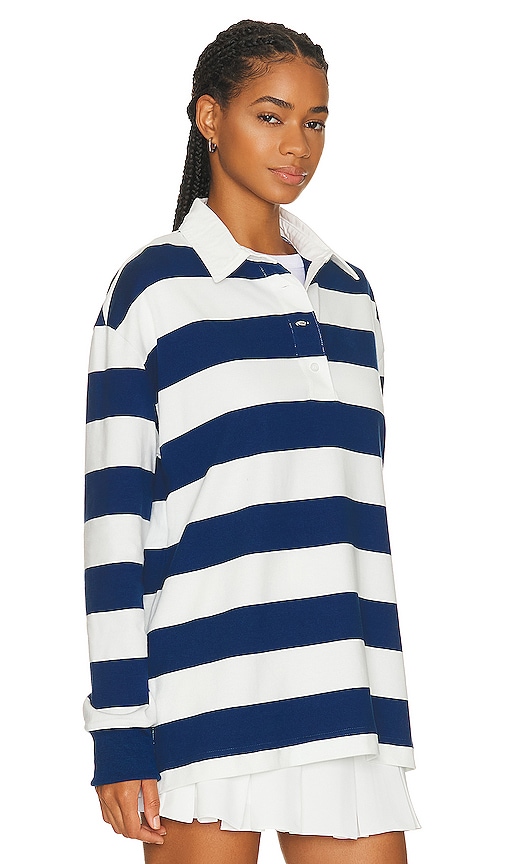 Shop Beverly Hills X Revolve Beverly Hills Oversized Long Sleeve Rugby Tee In Navy