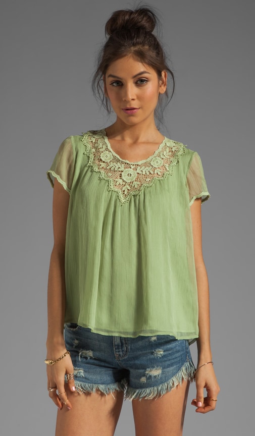 Floral Crochet Yoke Top