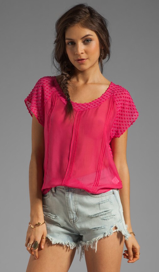 Silk Pin Tuck Mixed Media Blouse
