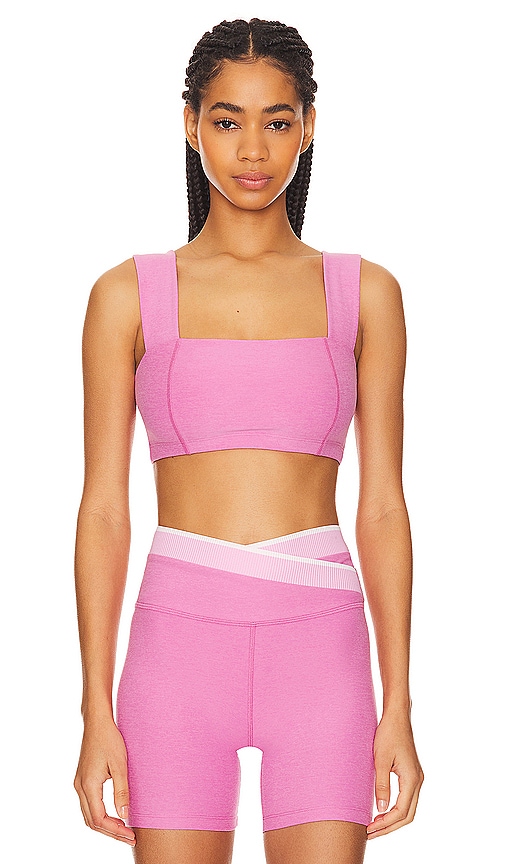 Shop Beyond Yoga Spacedye Squared Sports Bra In Pink Bloom Heather