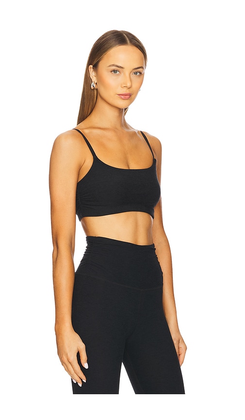 Beyond Yoga Spacedye Raise The Barre Shirred Bra In Darkest Night