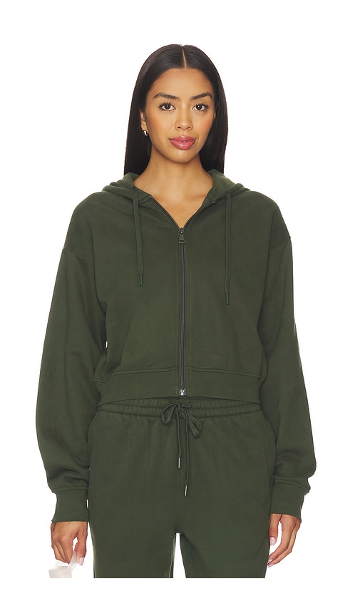 Beyond Yoga Luxe Fleece Zip Up Hoodie In Green