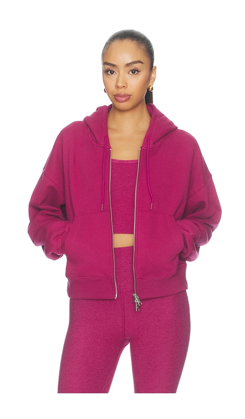 Beyond Yoga Luxefleece Hooded Full-zip Jacket in Burgundy. - size XS (also in S, M, L, XL)