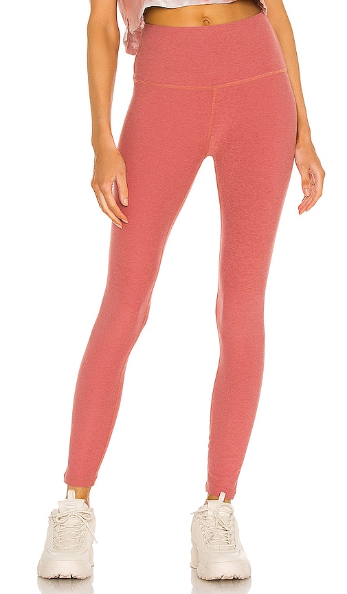 Beyond Yoga Caught in the Midi High Waisted Legging in Mauve.