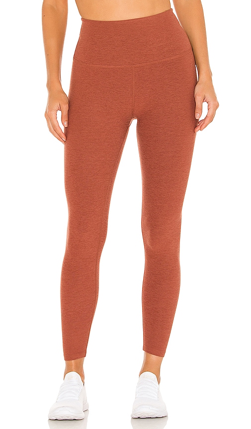 Spacedye Caught in the Midi High Waisted Legging- Red Sand Heather