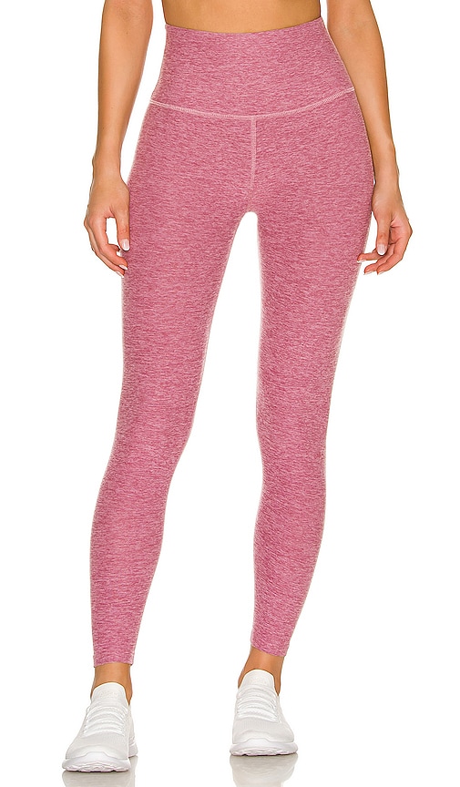 Beyond Yoga Spacedye Caught in the Midi High Waisted Legging in Pale Plum  Heather