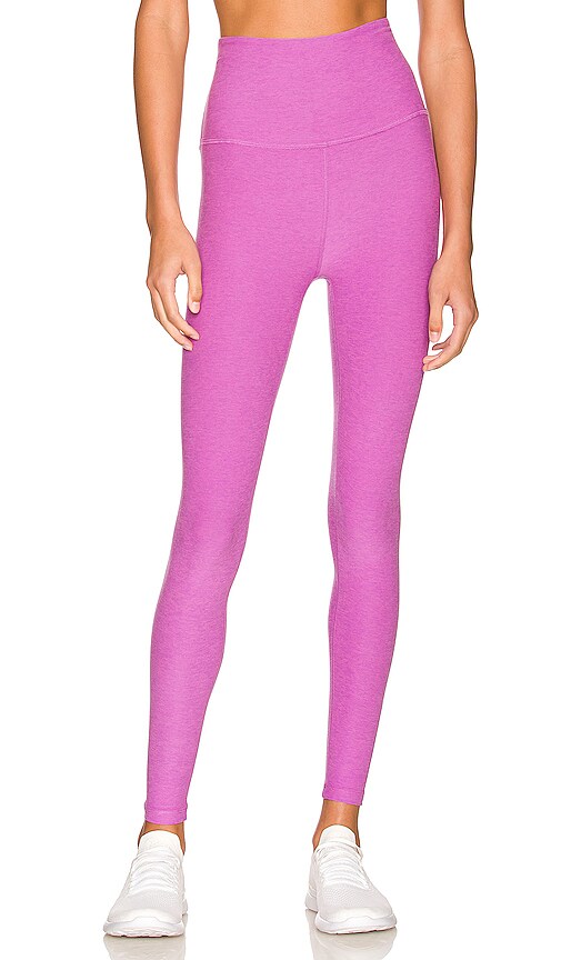 Beyond Yoga Spacedye Caught in the Midi High Waisted Legging in Purple.