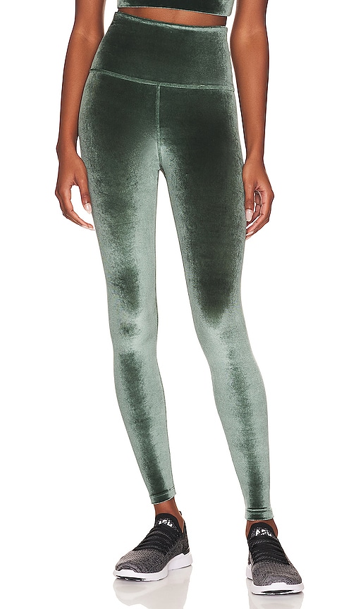 Beyond Yoga High Waisted Midi Legging in Forest Green