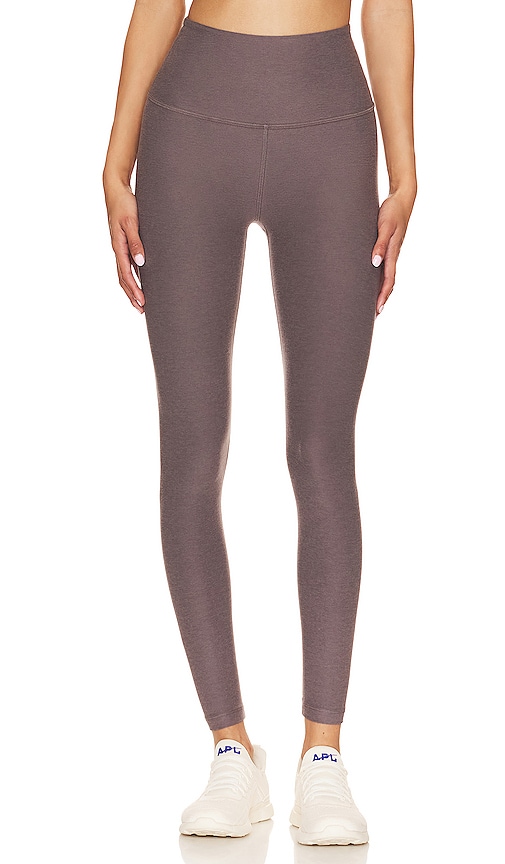Beyond Yoga Spacedye Caught in the Midi High Waisted Legging in Mauve.
