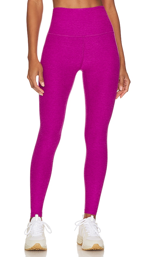 Beyond Yoga Spacedye Caught In The Midi High Waisted Legging in Purple.
