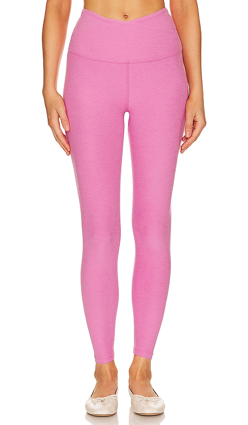 Shop Beyond Yoga Spacedye At Your Leisure Midi Legging In Pink Bloom Heather