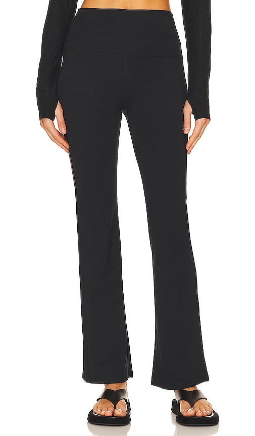 Beyond Yoga Heather Rib Practice High Waisted Pant In Black Heather