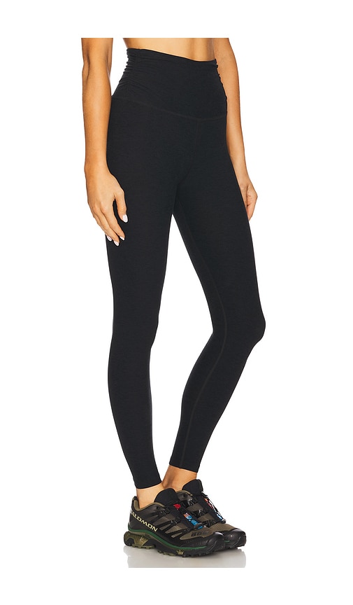 Beyond Yoga Spacedye Raise The Barre Shirred Legging In Black