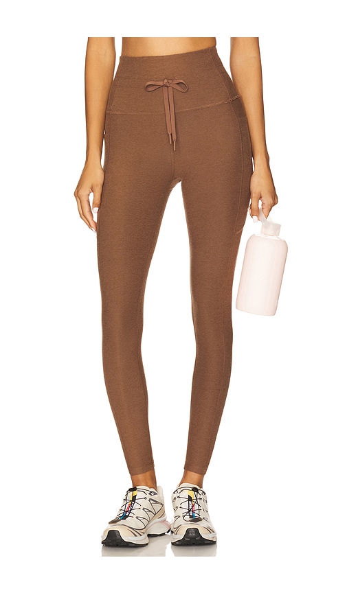 Beyond Yoga Spacedye Go Pocket Midi Legging In Brown