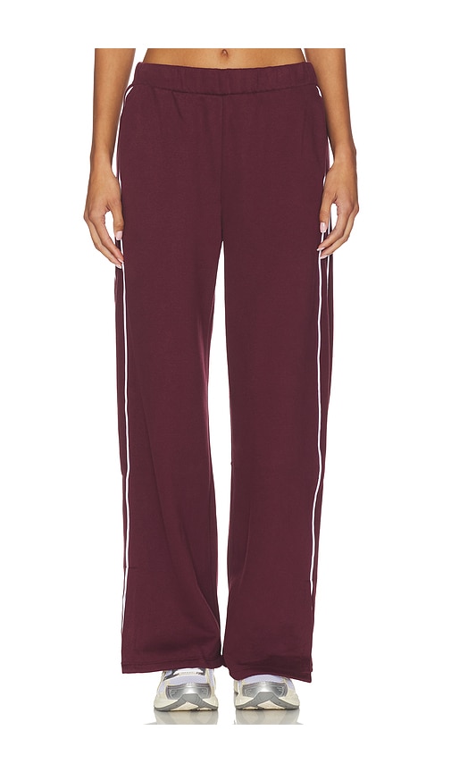 Beyond Yoga Luxe Fleece Piper Wide Leg Pant In Burgundy