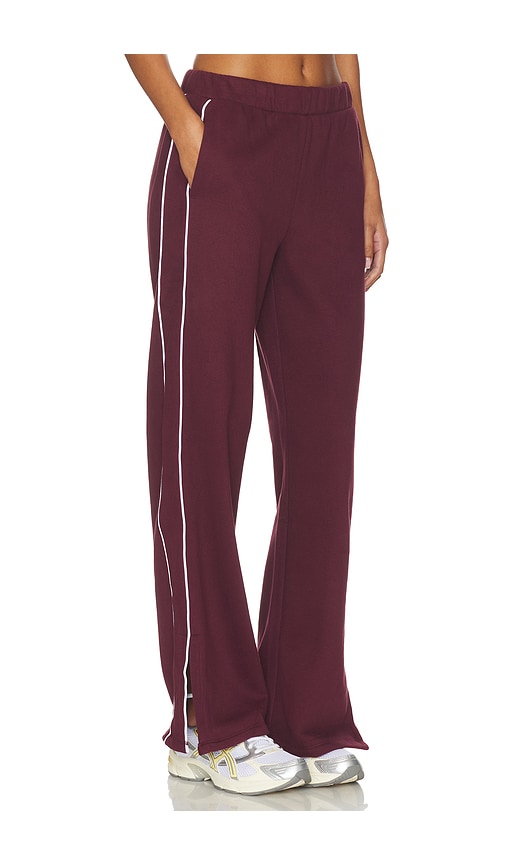 Beyond Yoga Luxe Fleece Piper Wide Leg Pant In Burgundy