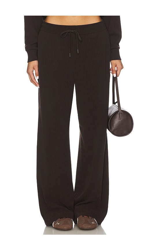 Beyond Yoga Breathe Easy Ribbed Wide Leg Pant In Brown