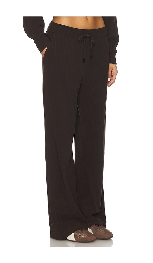 Beyond Yoga Breathe Easy Ribbed Wide Leg Pant In Brown