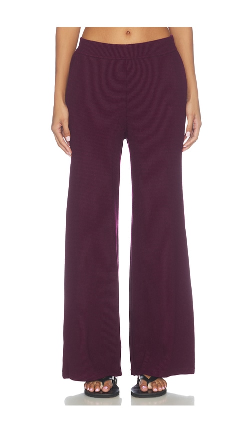Beyond Yoga Rest Day Waffle Wide Leg Pant In Cabernet